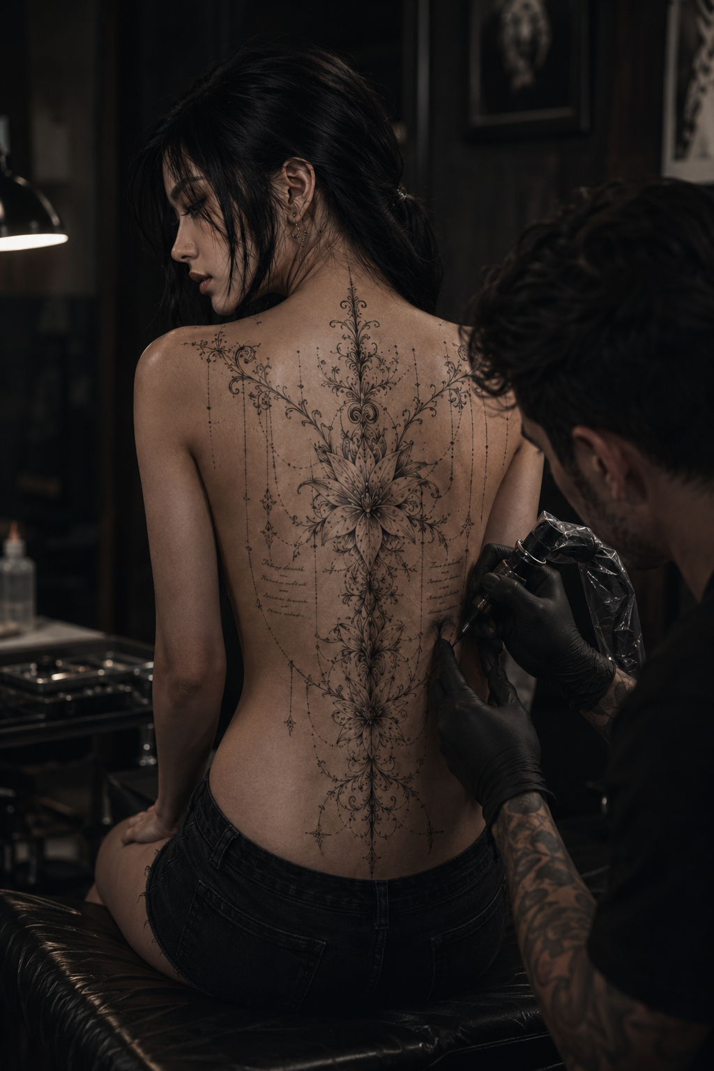 Tatouage dorsal floral
